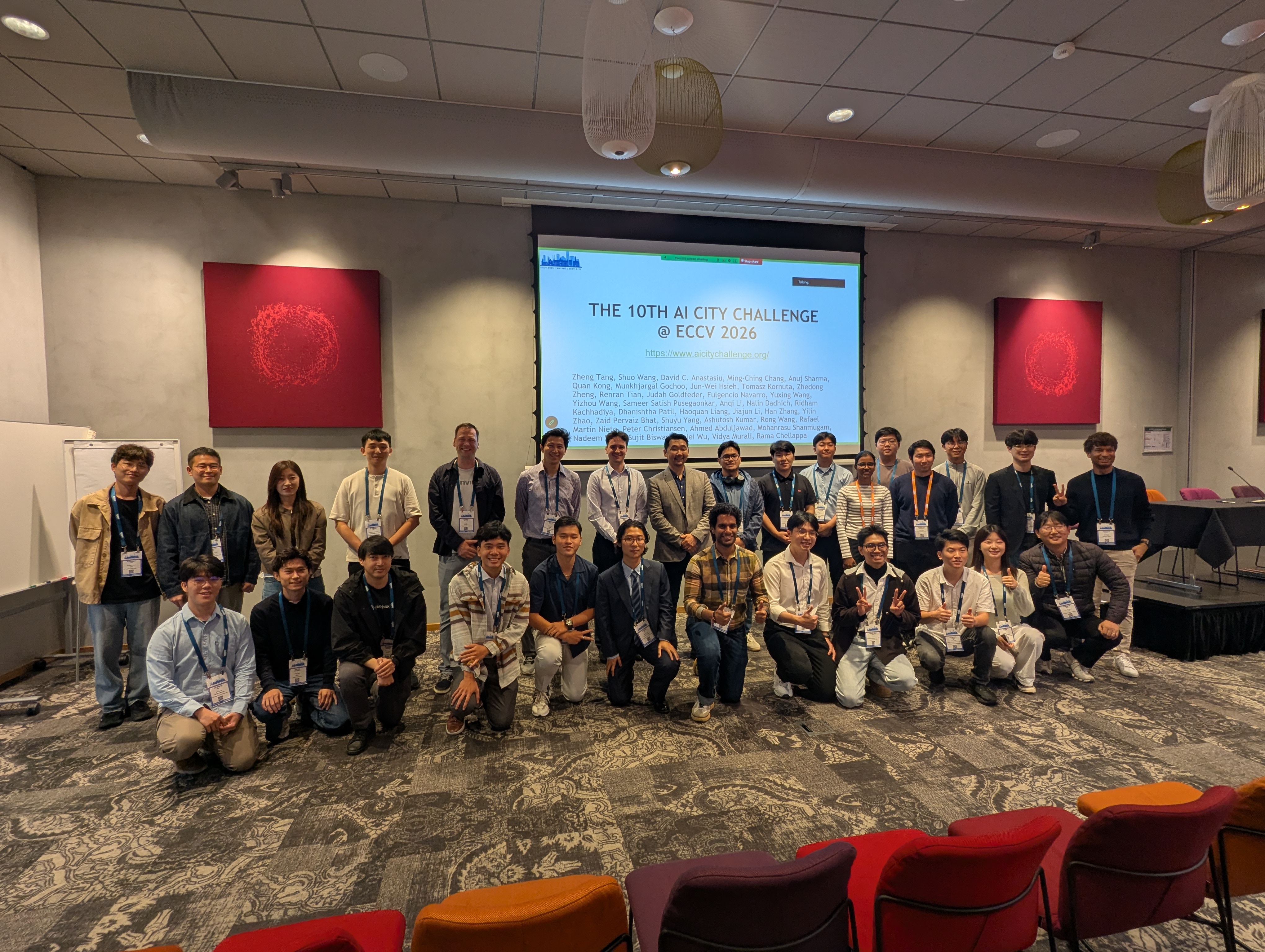 Group photo from the 10th AI City Challenge workshop at ECCV 2026